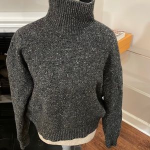 Vince XS sweater grey white fleck turtleneck wool/nylon/alpaca